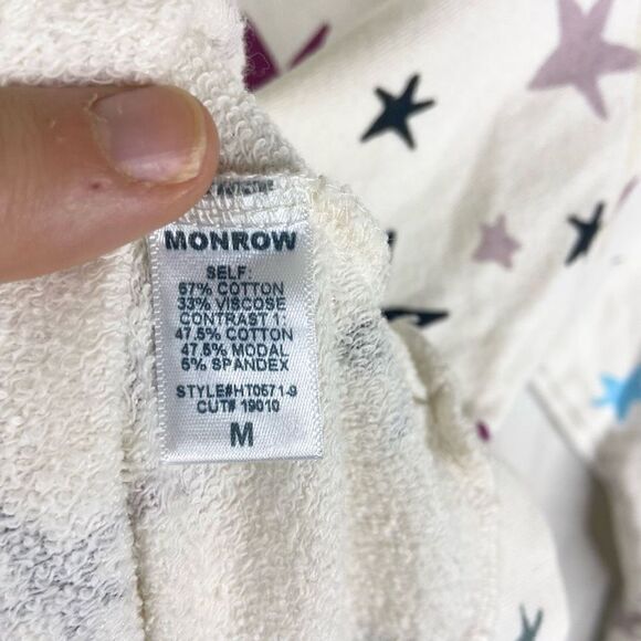 Monrow Women's Multicolor Falling Stars Oversized Pullover Raglan Sweatshirt M - Picture 5 of 5